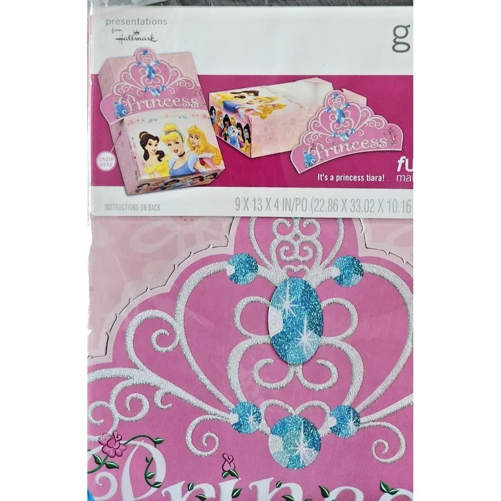 Disney Princess Hallmark Funzip Gift Box‎ Tiara Belle Cinderella Aurora 3EBC140